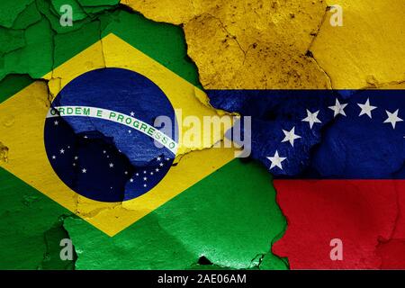 flags of Venezuela and Brazil painted on cracked wall Stock Photo - Alamy