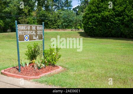 forks of the road historical site Natchez located at the southern end of the Natchez Trace is the oldest city on the Mississippi River Stock Photo