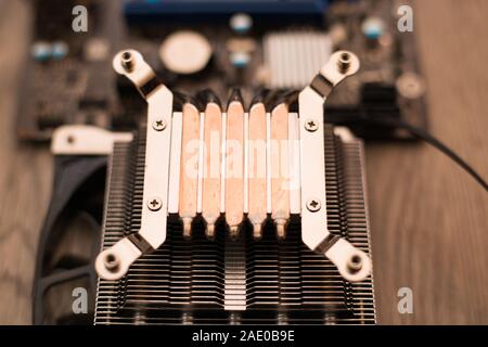 Aluminum cpu cooler heat sink isolated on white Stock Photo