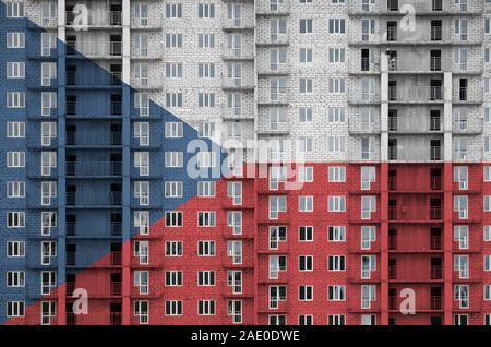 Czech Flag Depicted In Paint Colors On Shiny Crumpled Aluminium