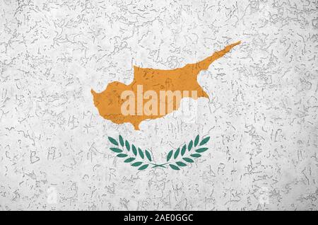 Cyprus Flag Depicted In Bright Paint Colors On Old Relief