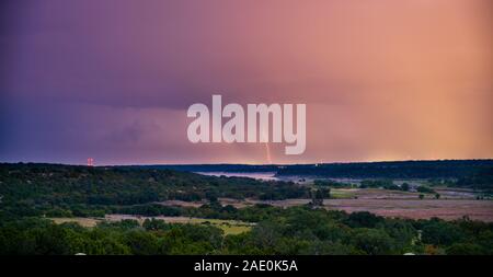 Landscape view of Large Thunderstorm Over a Texas Lake Stock Photo