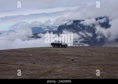 Clouds rolling in on the flanks of Cotopaxi volcano, Cotopaxi Natioanal Park, Ecuador Stock Photo