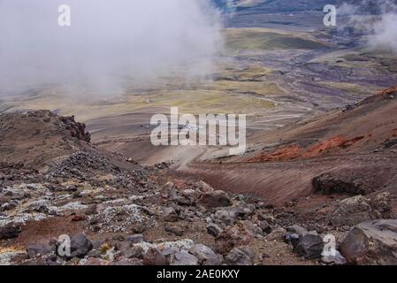 View from Jose Rivas refuge on Cotopaxi volcano, Cotopaxi National Park, Ecuador Stock Photo