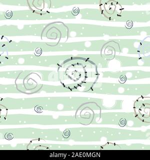 Cute Seamless Pattern with Spirals and Stars. Vector Illustration. Stock Vector