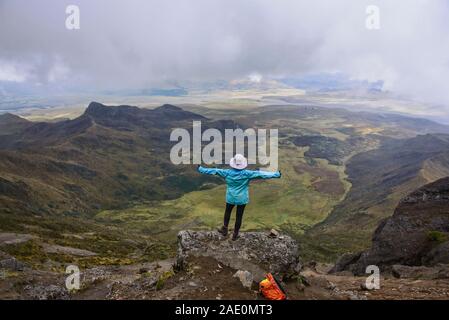 The view from just below the summit of Rumiñahui volcano, Cotopaxi National Park, Ecuador Stock Photo