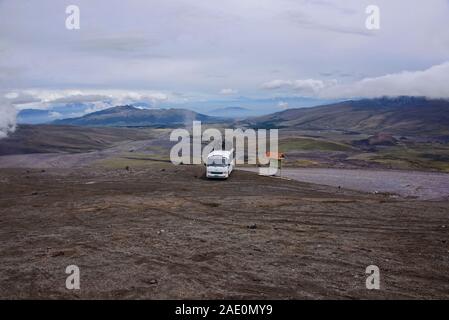 Mountain bike adventure on the flanks of Cotopaxi volcano, Cotopaxi Natioanal Park, Ecuador Stock Photo