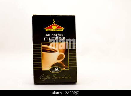 Alberton, South Africa - a packet of House of Coffees coffee filters isolated on a clear background image with copy space in horizontal format Stock Photo