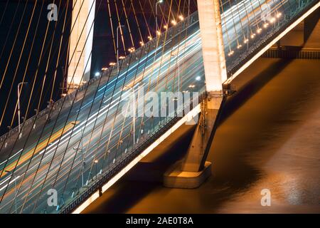 Overpass of the light trails, beautiful curves. Stock Photo