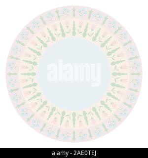 Decorative plate with round floral ornament. Mandala circular floral pattern. Fashion background with ornate dish. Vector illustration EPS10 Stock Vector