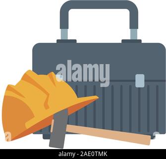 tools box and safety helmet icon Stock Vector
