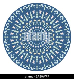 Decorative plate with round floral ornament. Mandala circular floral pattern. Fashion background with ornate dish. Vector illustration EPS10 Stock Vector
