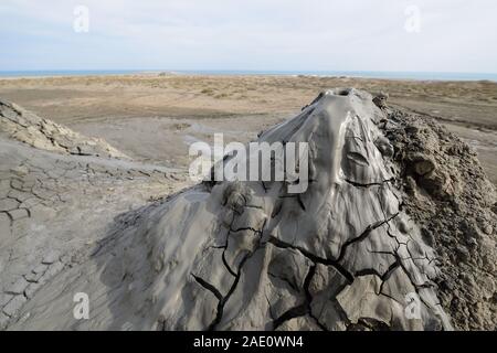 Azerbaijan, View of the mud volcanoes of Gobustan near Baku Stock Photo