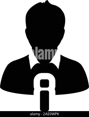 Information icon vector male person profile avatar symbol for business in a glyph pictogram illustration Stock Vector