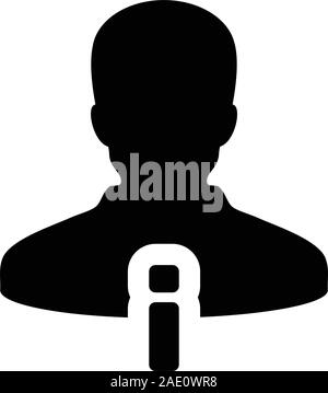 Intelligence icon vector male person profile avatar with information symbol for business in a glyph pictogram illustration Stock Vector