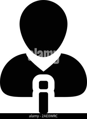 Insight icon vector male person profile avatar with information symbol for business in a glyph pictogram illustration Stock Vector