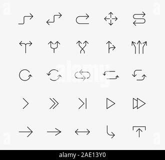 Line Arrow icon set. Vector illustration, flat design Stock Vector