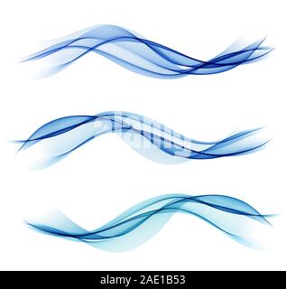 Set of blue abstract wave design element Stock Vector