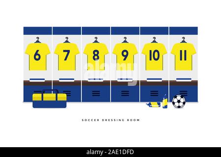 Sweden Football or soccer team dressing room. Stock Vector