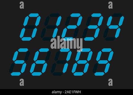 Digit blue Numbers. Vector illustration. Electronic industry Stock Vector