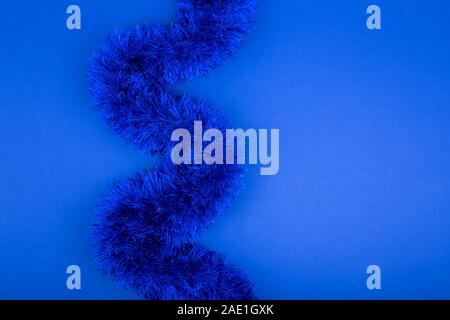 Blue artificial fur on blue background for texture or background. 2020. Stock Photo