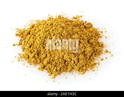 Heap of curry powder isolated on white background Stock Photo