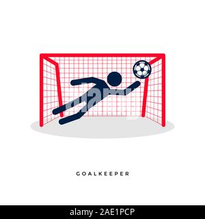 Stick Figures of Soccer or Football Goalkeeper. Stock Vector