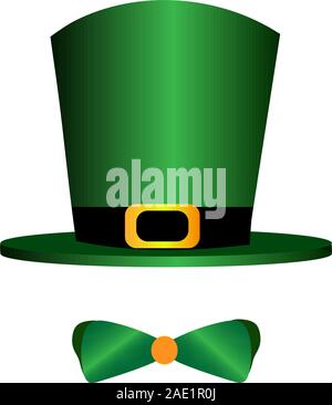 Green hat on a white background. St.Patrick 's Day. Alice in Wonderland. Wizard's cylinder. Stock Vector