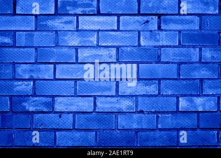 Background of brick wall pattern texture. Blue toned. Stock Photo