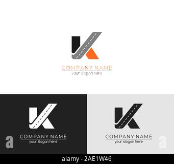 Letter K logo icon design template elements. Road, transport company. vector Stock Vector