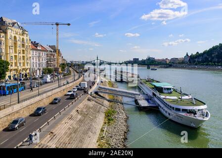 Danube River cruises & boat tours in Budapest, Hungary Stock Photo