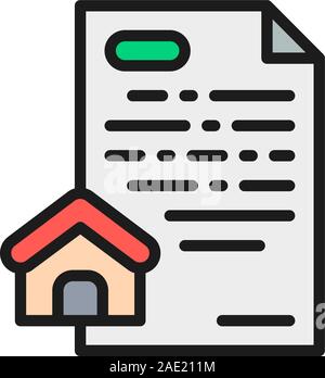 Vector real estate loan, mortgage flat color line icon. Stock Vector