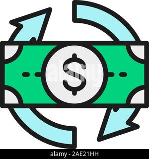 Flexible loan flat color line icon. Isolated on white background Stock Vector