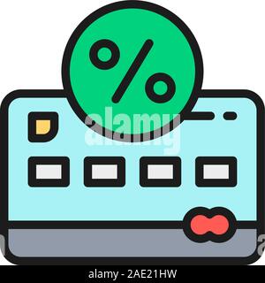Credit card, deposit flat color line icon. Isolated on white background Stock Vector