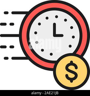 Vector quick loan, fast deposit flat color line icon. Stock Vector