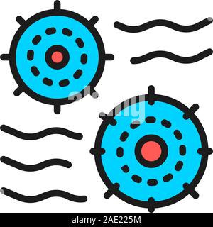 Bad bacteria and dust in the air flat color line icon. Stock Vector