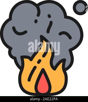 Fire, camp fire flat color line icon. Isolated on white background Stock Vector