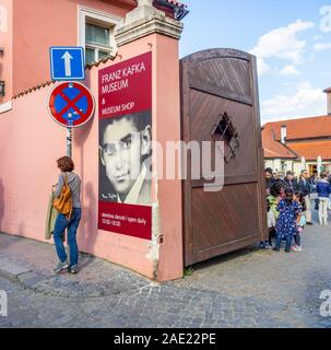 Entrance to Franz Kafka Museum Lesser Town Prague Czech Republic. Stock Photo