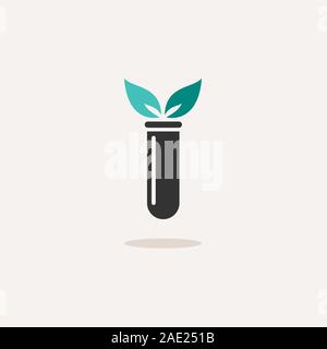 Lab plant. Icon with shadow on a beige background. Pharmacy flat vector illustration Stock Vector