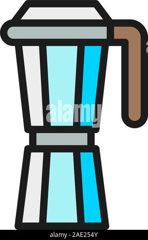 Italian coffee maker, espresso machine flat color line icon. Stock Vector