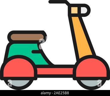 Italian scooter, traditional city transport flat color line icon. Stock Vector
