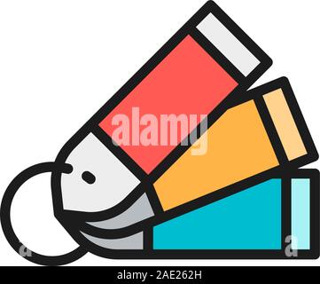 Samples material, palette flat color line icon. Isolated on white background Stock Vector