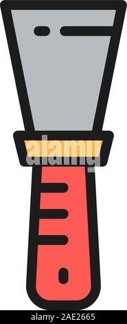 Putty knife, spatula, painting work flat color line icon. Stock Vector