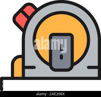 Tape measure, measuring tool, ruler flat color line icon. Stock Vector
