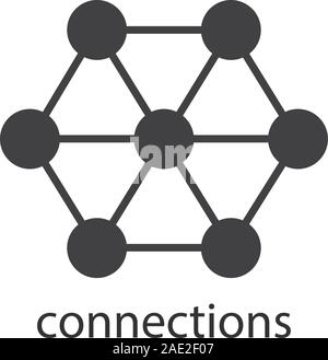 Connections glyph icon. Silhouette symbol. Interrelation abstract metaphor. Negative space. Vector isolated illustration Stock Vector