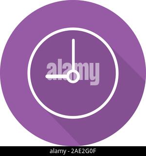 Clock flat linear long shadow icon. Time. Vector line symbol Stock Vector