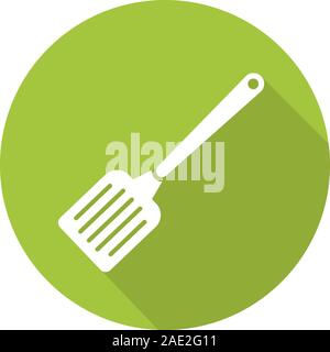 Spatula flat design long shadow icon. Kitchen turner. Vector silhouette symbol Stock Vector