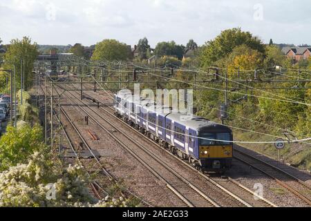 A class 360 Desiro electric multiple unit number 360102 working a Greater Anglia service at Witham on the Great Eastern Mainline. Stock Photo