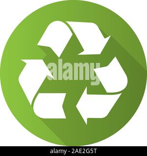 Recycle symbol. Flat design long shadow icon. Environment protection sign. Vector silhouette symbol Stock Vector