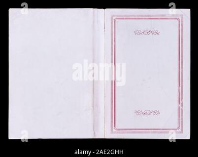 Front Cover of a book with a classic frame, isolated on a black background. Stock Photo